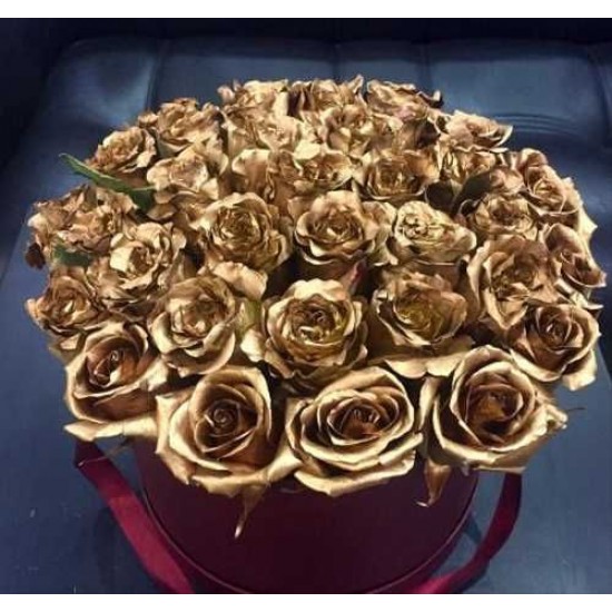 шляпная коробка с золотыми розами-1796.